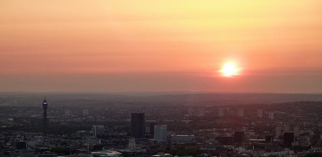 View from the Shard at sunset - looking North West