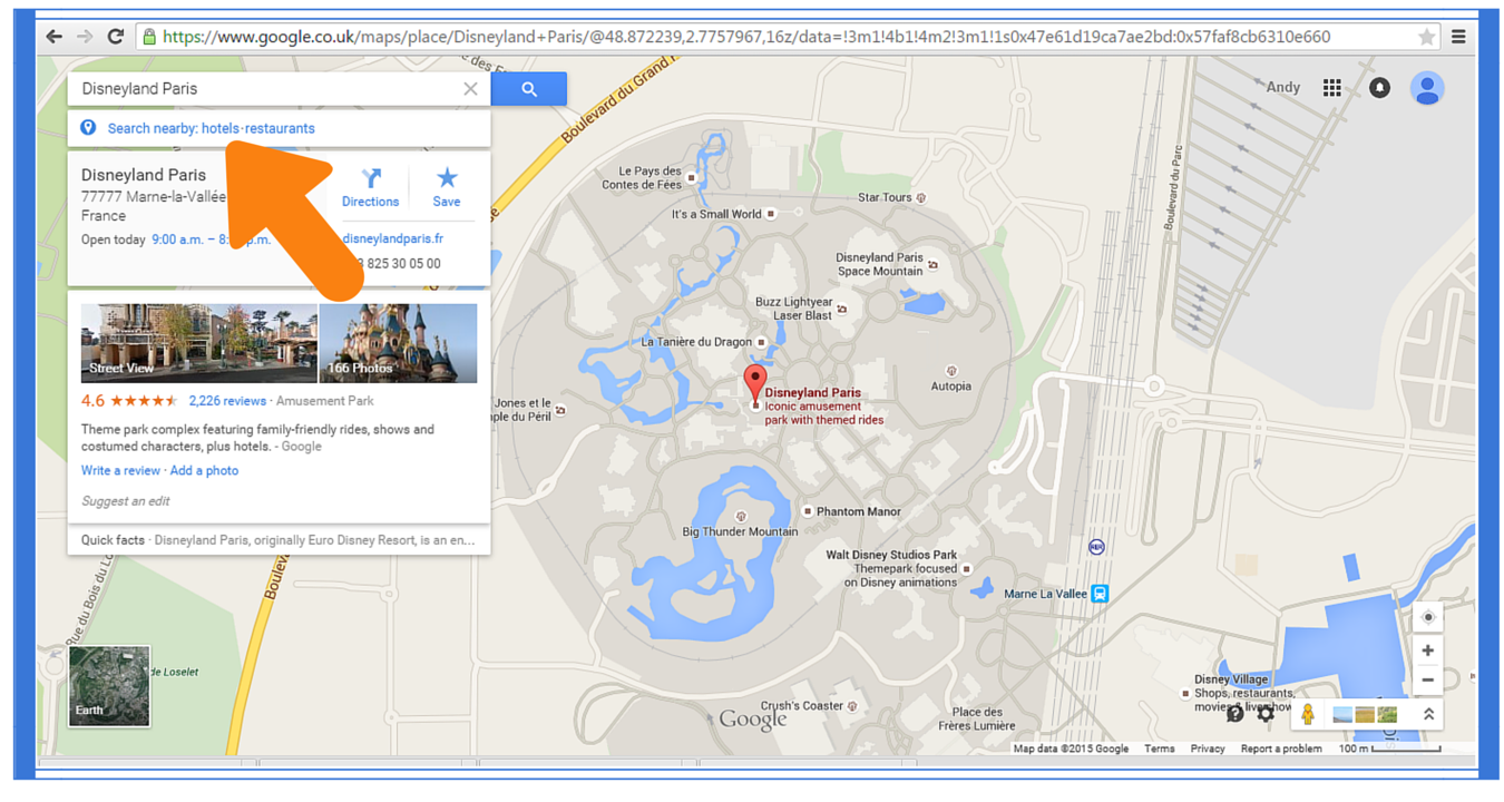 Finding Disneyland Paris accommodation on Google Maps 2