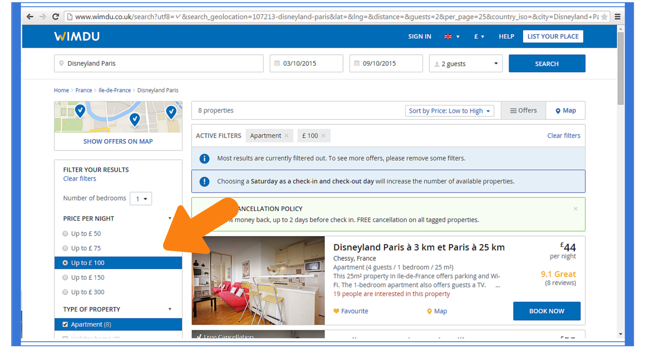 Finding Disneyland Paris accommodation on Wimdu 5