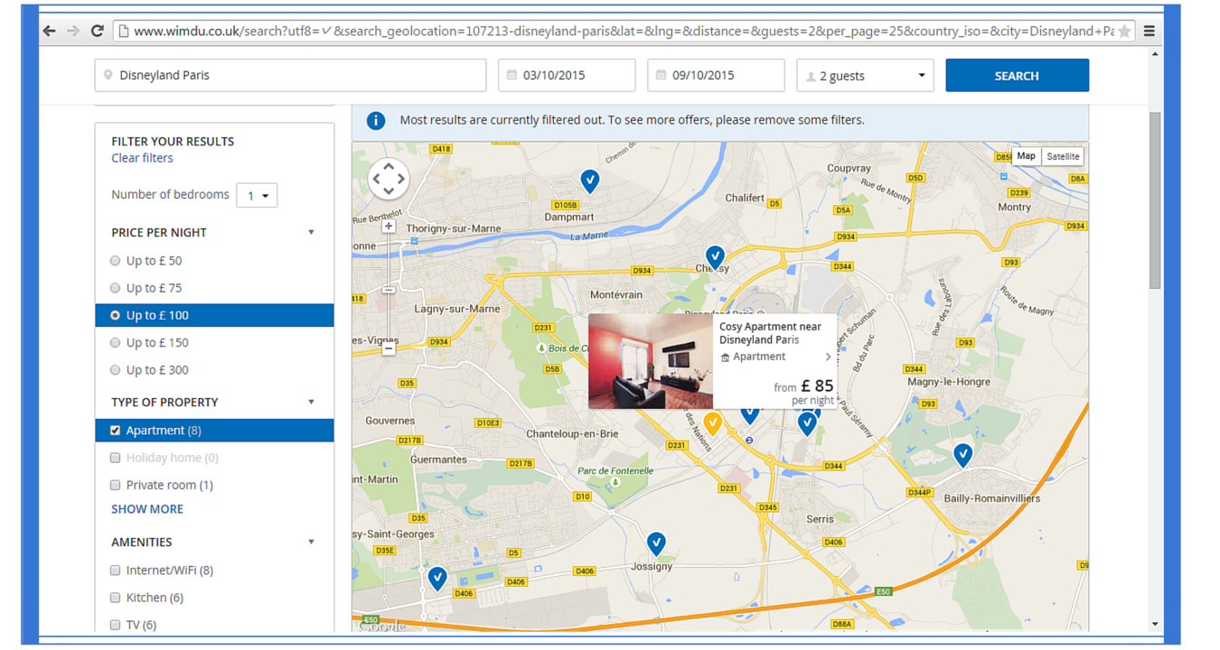 Finding Disneyland Paris accommodation on Wimdu 7