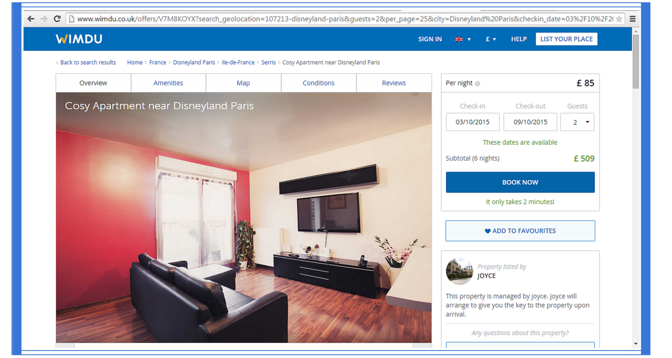 Finding Disneyland Paris accommodation on Wimdu 8